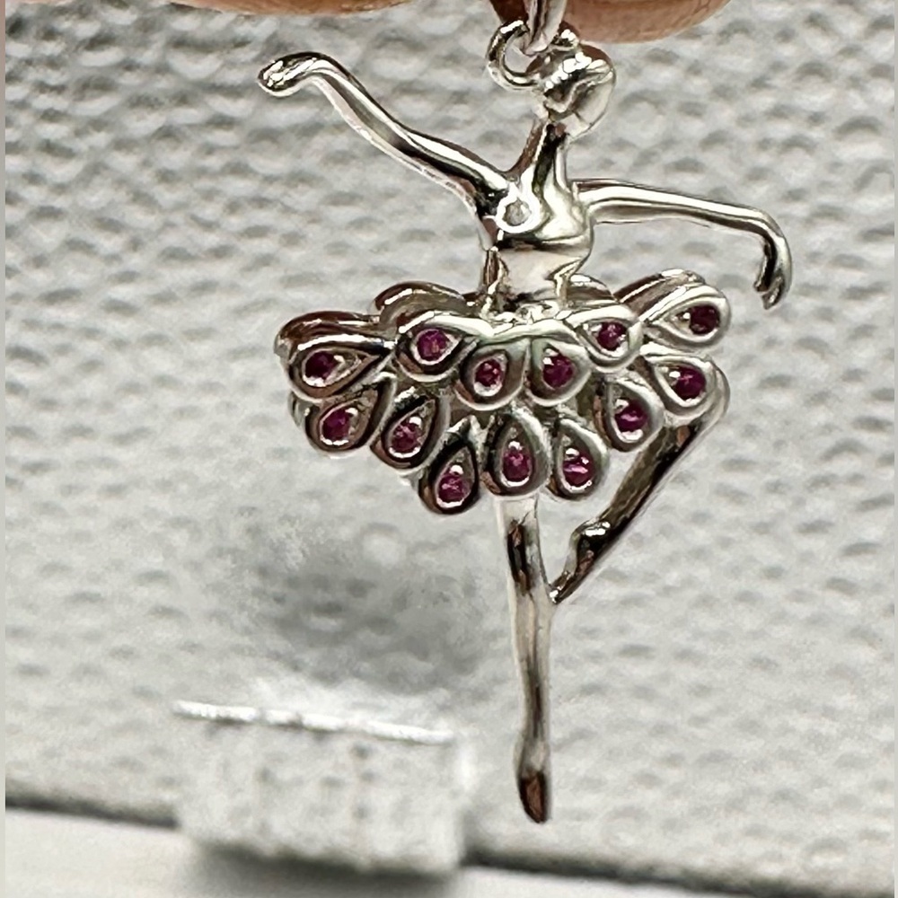 Sterling Silver Ballerina Ruby CZ Pendant 925 Sterling Silver BEAUTIFUL NEW! - Picture 3 of 14